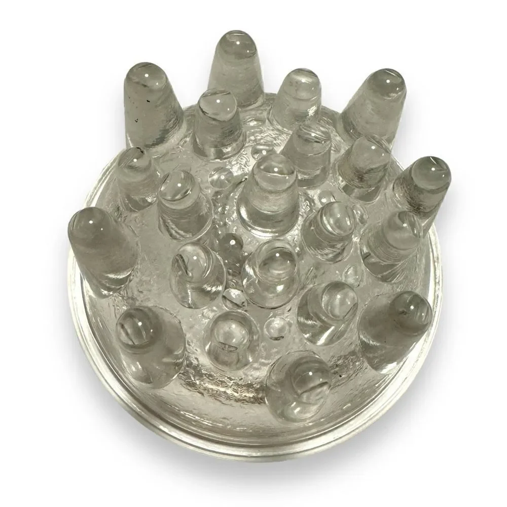 Glass Icicle Candle Holder On Metal Stand
